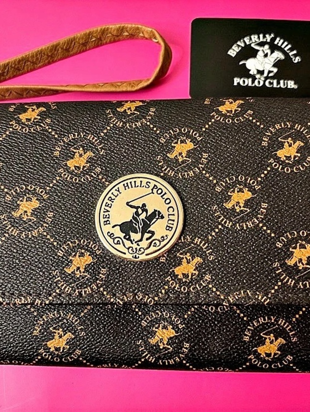 Beverly Hills Polo Club Black & Brown Wristlet Wallet